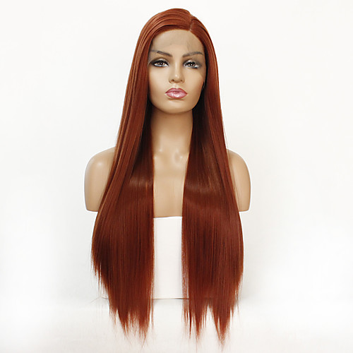 

Synthetic Lace Front Wig Straight Straight Lace Front Wig Long Orange Synthetic Hair Women's Natural Hairline Orange