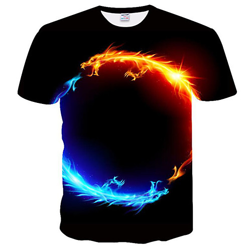 

Men's Plus Size 3D Graphic Print T-shirt Round Neck Black