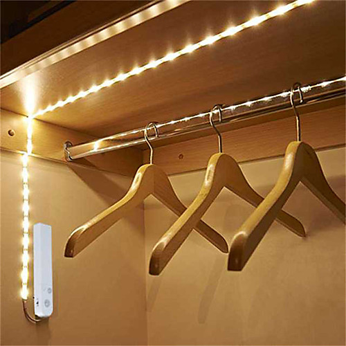 

4pcs 2pcs 1pcs 0.5m LED Under Cabinet light with Wireless PIR Motion Sensor Waterproof Strip led Lamp Port light kitchen Stairs Wardrobe Bed Side Light