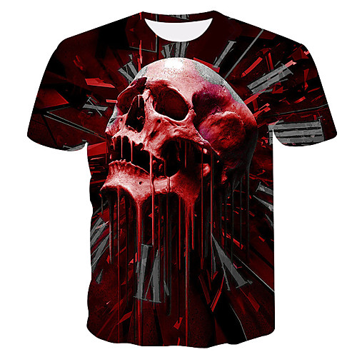 

Men's T shirt Graphic Skull Plus Size Tops Red