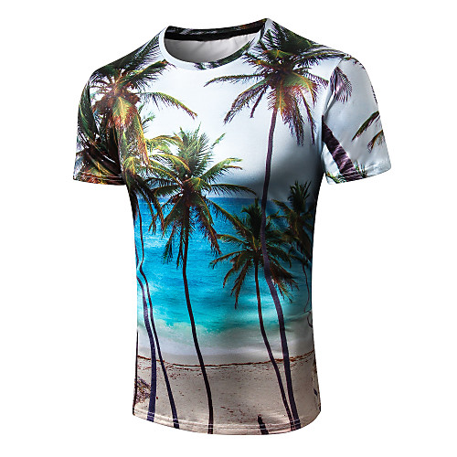 

Men's 3D Graphic Print T-shirt Street chic Exaggerated Casual Street Round Neck Rainbow / Short Sleeve