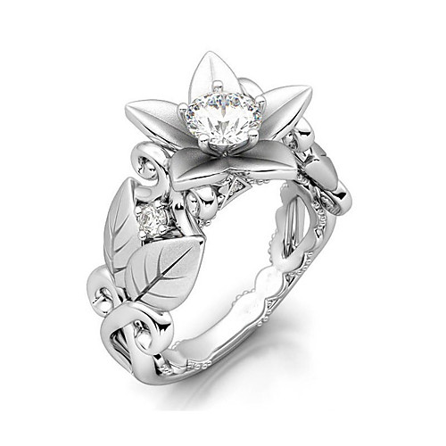

Women Ring Cubic Zirconia Fancy Silver Alloy Flower Elegant Trendy 1pc 6 7 8 9 10 / Women's / Wedding