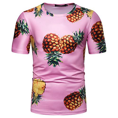 

Men's Fruit Pineapple Print T-shirt Basic Elegant Daily Going out Blushing Pink