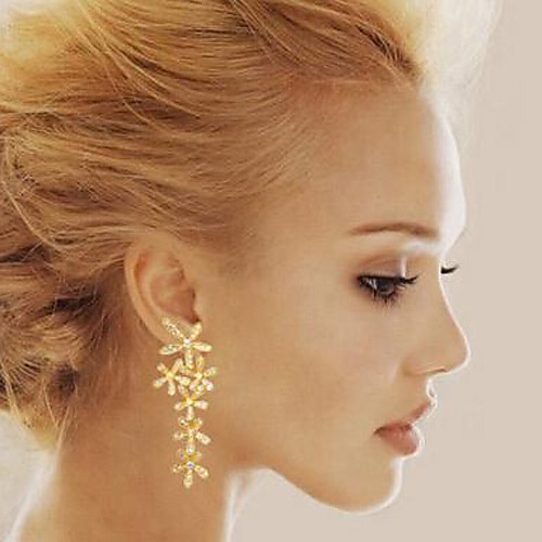 

Women's Drop Earrings Classic Flower Stylish Simple Gold Plated Earrings Jewelry Gold For Daily Work 1 Pair