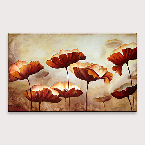 

Oil Painting Hand Painted - Abstract Floral / Botanical Modern Rolled Canvas