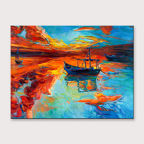 

Oil Painting Hand Painted - Abstract Landscape Modern Rolled Canvas