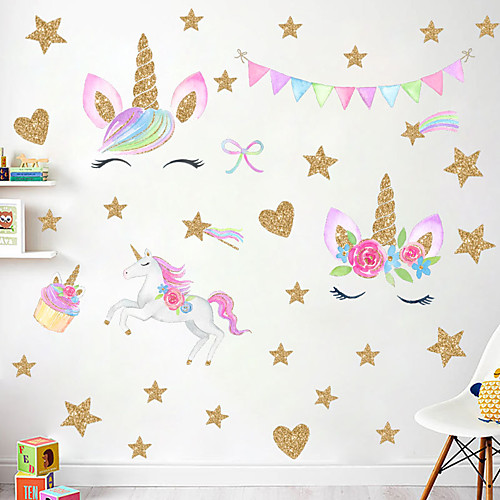 

Rainbow Star Cute Unicorn Wall Stickers - Words & Quotes Wall Stickers / Plane Wall Stickers Characters Study Room / Office / Dining Room / Kitchen