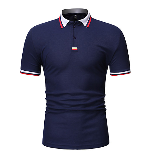

Men's Patchwork Polo - Cotton Shirt Collar White / Black / Navy Blue