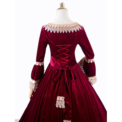 

Princess Rococo Victorian Dress Party Costume Costume Women's Cotton Costume Red Vintage Cosplay Masquerade Party & Evening Long Sleeve Floor Length Long Length Plus Size