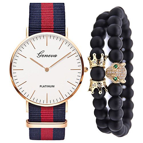 

Men's Sport Watch Quartz Gift Set Leather White / Blue / Red No Chronograph Cute New Design Analog New Arrival Fashion Simple watch - Red Green White / Red One Year Battery Life