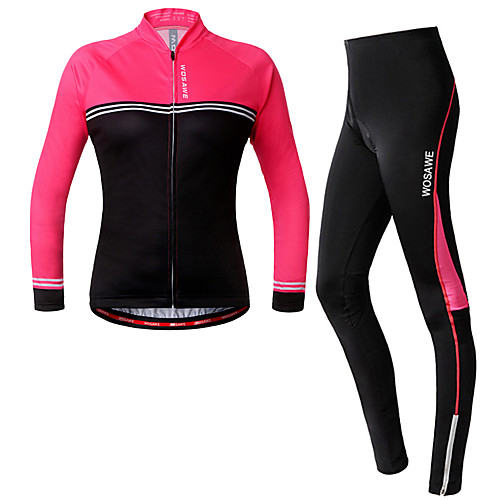 

WOSAWE Women's Long Sleeve Cycling Jersey with Tights Fuchsia Camo / Camouflage Plus Size Bike Jersey Tights 3D Pad Reflective Strips Back Pocket Sports Spandex Camo / Camouflage Mountain Bike MTB