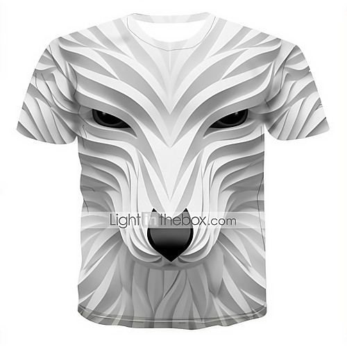 

Men's T shirt Graphic 3D Animal Print Tops White