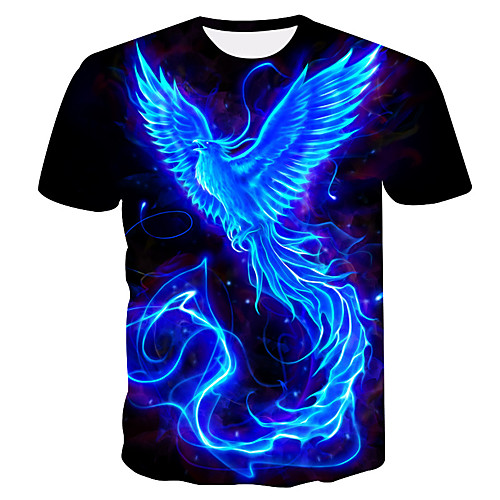 

Men's Plus Size Graphic Flame T-shirt Daily Round Neck Navy Blue / Short Sleeve