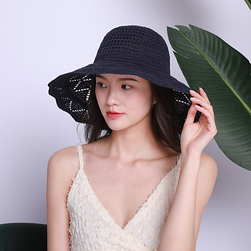 

Women's Active Basic Cute Cotton Polyester Sun Hat-Solid Colored Spring Summer Blushing Pink Khaki Black