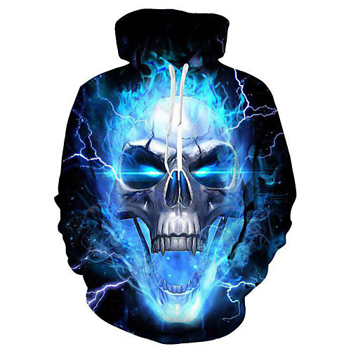 

Men's Hoodie Color Block / 3D / Skull Hooded Casual / Basic Blue S M L XL XXL XXXL