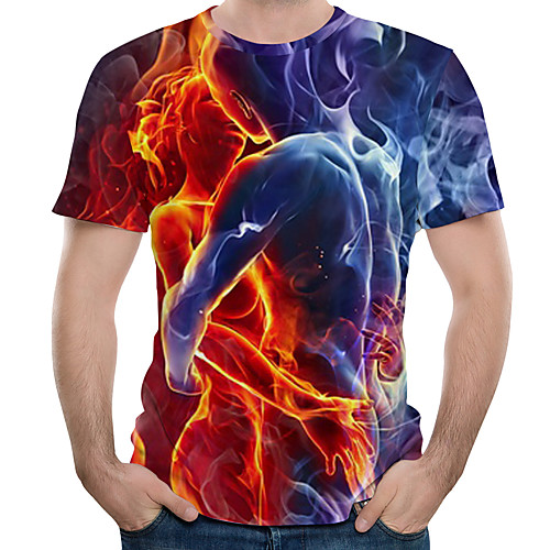 

Men's 3D Graphic Print T-shirt Round Neck Gray