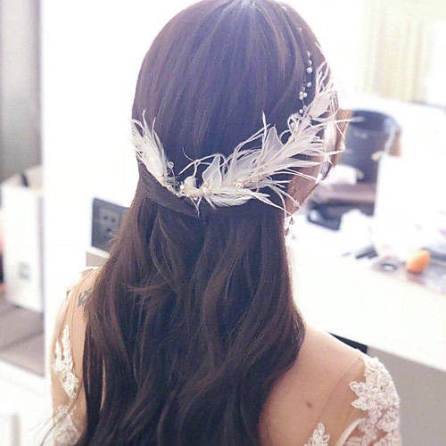 

Feathers Head Chain with Metallic 1 pc Wedding / Special Occasion Headpiece