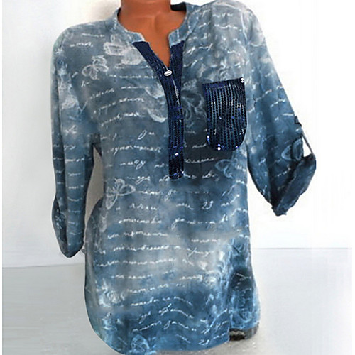 

Women's Plus Size Geometric Print Shirt Basic Casual Red / Green / Royal Blue / Gray