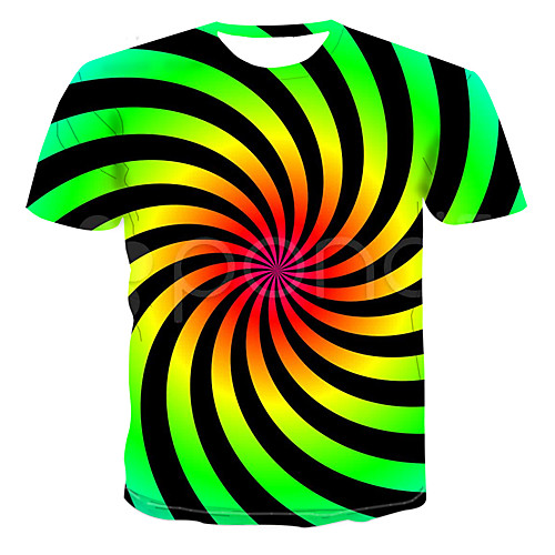 

Men's T shirt Graphic Color Block 3D Plus Size Print Tops Streetwear Punk & Gothic Green