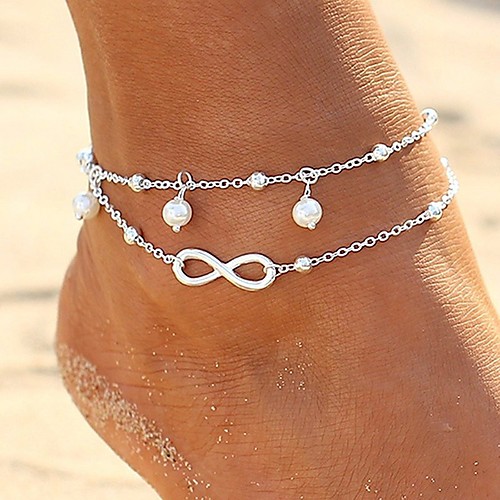 

Ankle Bracelet Simple European Fashion Women's Body Jewelry For Daily Layered Imitation Pearl Alloy Infinity Gold Silver 1pc
