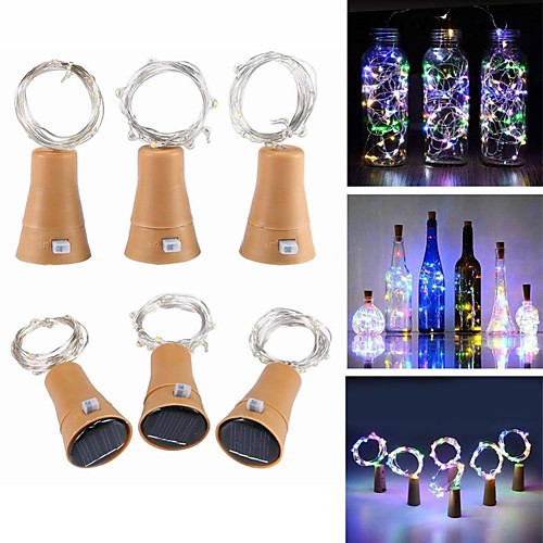 

1m Cork Fairy String Lights Wine Bottle Lamp 10 LEDs SMD 0603 Cold White Festival Party Decorative Solar Powered 6pcs