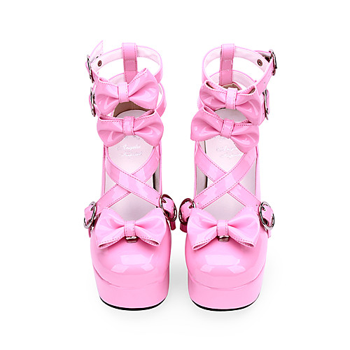 

Women's Lolita Shoes Princess Lolita Thick Heel Shoes Solid Colored 9.5 cm Pink PU Leather Halloween Costumes