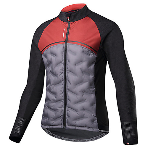 

SANTIC Men's Cycling Jacket Bike Jacket Reflective Thermal / Warm Windproof Sports Polyester Spandex Mesh Winter Black / Red Mountain Bike MTB Road Bike Cycling Clothing Apparel Advanced Bike Wear