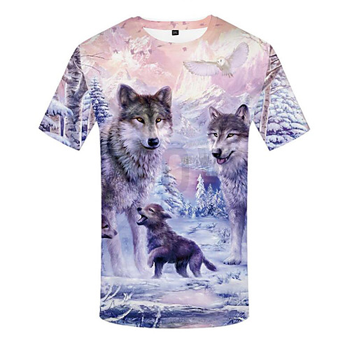 

Men's Plus Size 3D Graphic Print T-shirt Basic Daily Wear Round Neck White / Short Sleeve / Animal