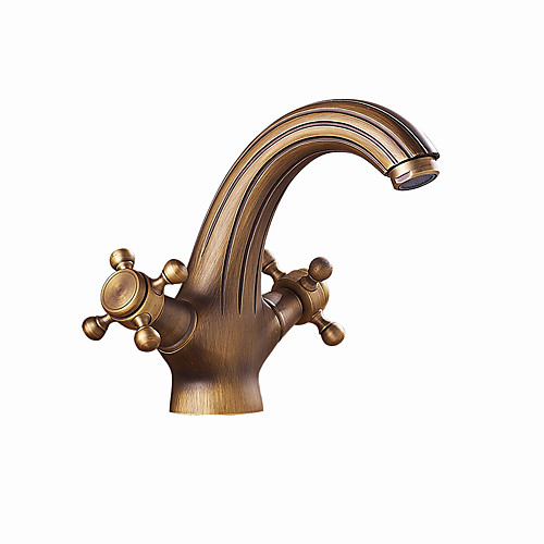 

Bathroom Sink Faucet - Widespread Antique Copper Centerset Two Handles One HoleBath Taps