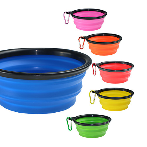 

Dogs Cats Pets Bowls & Water Bottles / Food Storage 0.35 L Silica Gel Portable Outdoor Travel Solid Colored Green Blue Pink Bowls & Feeding