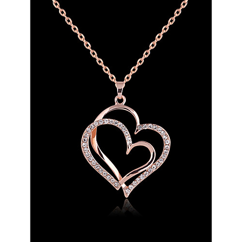 

Women's Pendant Necklace Classic Pave Heart Classic Basic Fashion Zircon Gold Plated Chrome Rose Gold 45 cm Necklace Jewelry 1pc For Daily Work
