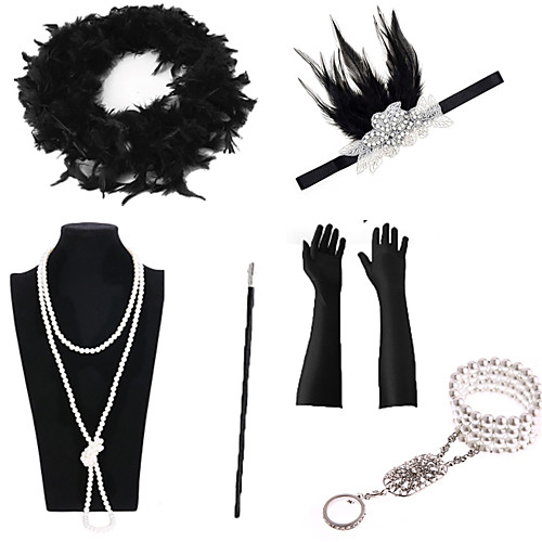 

Necklace Earrings Costume Accessory Sets Gloves Necklace Retro Vintage 1920s The Great Gatsby Artificial feather For The Great Gatsby Cosplay Halloween Carnival Women's Costume Jewelry Fashion Jewelry