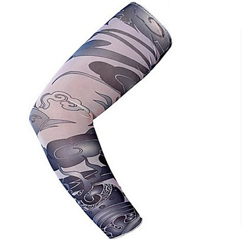 

1 Pair Cycling Sleeves Sun Sleeves Compression Sleeves Pattern Fashion 3D Tattoo Printed UPF 50 Sunscreen UV Resistant Bike Black Brown Dark Grey Spandex for Unisex Adults' Outdoor Exercise Cycling