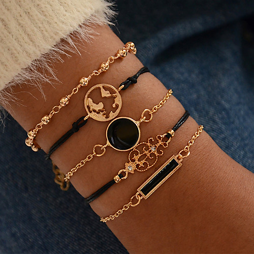 

5pcs Women's Vintage Bracelet Bracelet Earrings / Bracelet Layered Totem Series Maps Simple Classic Vintage Ethnic Fashion Alloy Bracelet Jewelry Gold For Daily School Street Holiday Festival