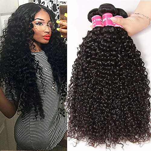 

3 Bundles Brazilian Hair Kinky Curly 100% Remy Hair Weave Bundles 150 g Natural Color Hair Weaves / Hair Bulk Bundle Hair Human Hair Extensions 8-28 inch Natural Color Human Hair Weaves Odor Free New