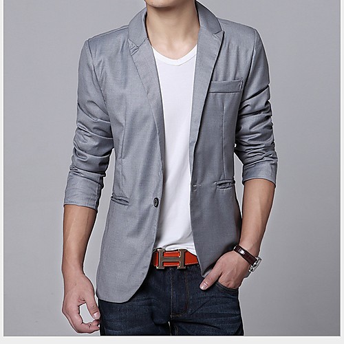 

Men's Blazer Shirt Collar Polyester Black / Wine / Blushing Pink / Slim
