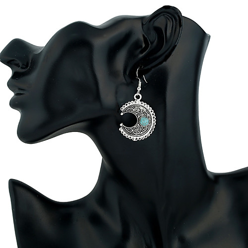 

Women's Turquoise Drop Earrings Moon Ethnic Earrings Jewelry Silver For Daily 1 Pair