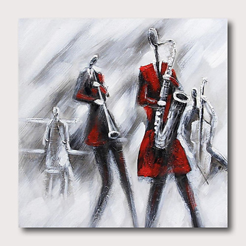 

Oil Painting Hand Painted Square Abstract People Comtemporary Modern Stretched Canvas