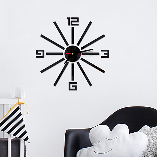 

Modern Contemporary / Fashion Acrylic Round Classic Theme Indoor Battery Decoration Wall Clock Yes Black No