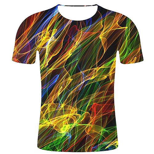 

Men's Plus Size Abstract Graphic Print T-shirt - Cotton Round Neck Rainbow