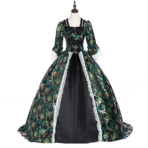 

Princess Maria Antonietta Floral Style Rococo Victorian Renaissance Vacation Dress Dress Party Costume Masquerade Prom Dress Women's Costume Black (iPhone4) Vintage Cosplay Christmas Halloween Party