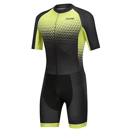 

Nuckily Men's Short Sleeve Triathlon Tri Suit Black / Yellow Gradient Bike Clothing Suit Windproof Breathable Quick Dry Sports Spandex Geometric Mountain Bike MTB Road Bike Cycling Clothing Apparel