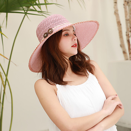 

Women's Active Basic Cute Cotton Polyester Sun Hat-Solid Colored Spring Summer Yellow Lavender Beige