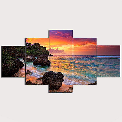 

Print Stretched Canvas Prints - Landscape Modern Traditional Five Panels Art Prints