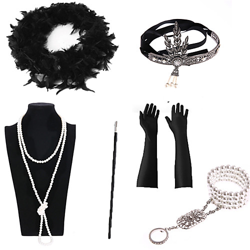 

Necklace Earrings Costume Accessory Sets Gloves Necklace Retro Vintage 1920s The Great Gatsby Artificial feather For The Great Gatsby Cosplay Halloween Carnival Women's Costume Jewelry Fashion Jewelry