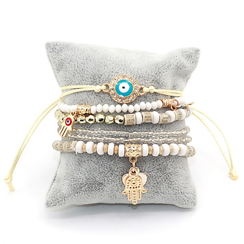 

6pcs Women's Bead Bracelet Vintage Bracelet Earrings / Bracelet Layered Evil Eye Simple Classic Vintage Ethnic Fashion Cord Bracelet Jewelry Black / Rainbow / Red For Daily School Street Holiday