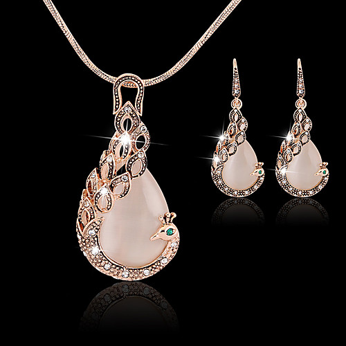

Women's Drop Earrings Pendant Necklace Hollow Out Peacock Stylish Classic Gold Plated Earrings Jewelry Pink For Wedding Party 1 set
