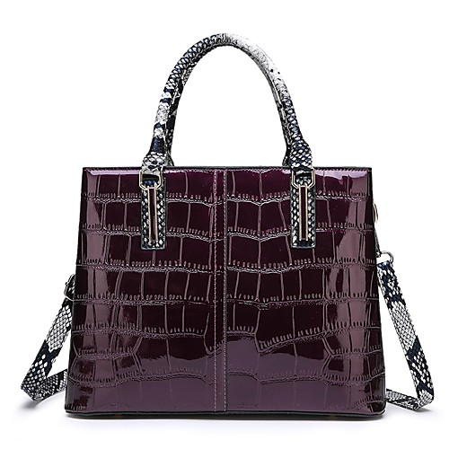 

Women's Zipper PU Top Handle Bag Solid Color Black / Brown / Purple