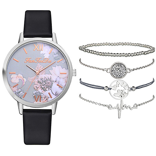 

Women's Quartz Watches Flower New Arrival Black Blue Red PU Leather Chinese Quartz Sky Blue Gray Rose Red Chronograph Cute New Design 1 set Analog One Year Battery Life