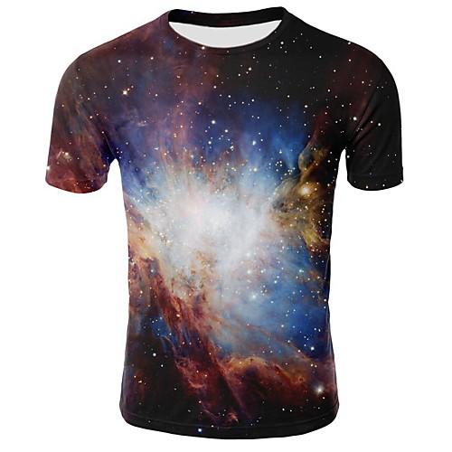 

Men's Plus Size Galaxy Graphic T-shirt Round Neck Rainbow